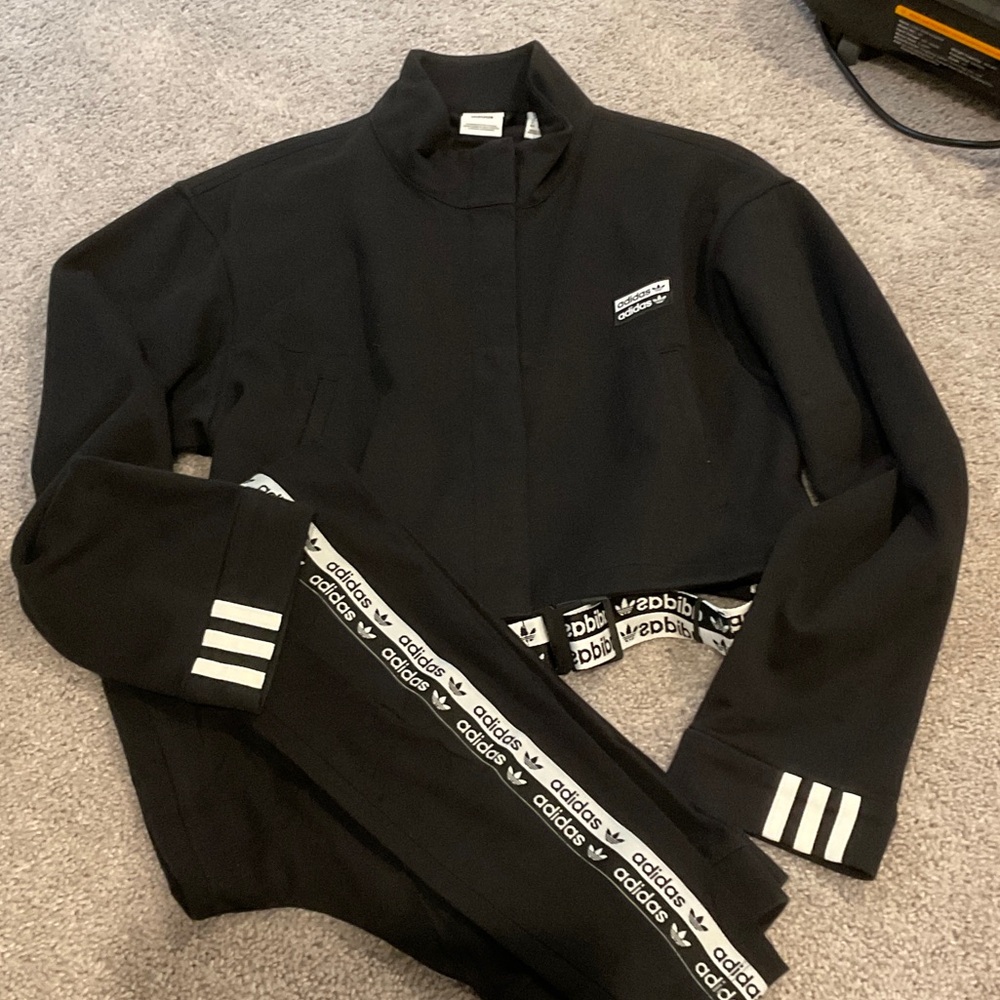 Adidas Black Track Suit with Logo Stripes